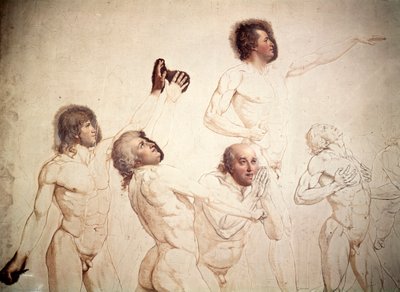 O juramento da quadra de tênis inacabado, detalhe, 1791-1792 de Jacques Louis David