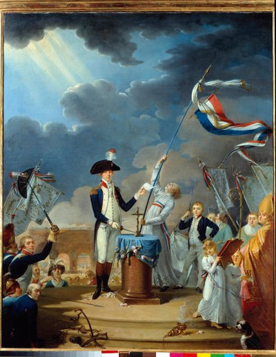 O juramento de La Fayette (Lafayette) na festa da federação em 14 de julho de Jacques Louis David