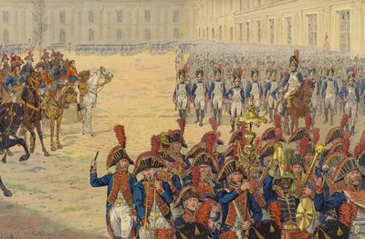 Primeira revisão da guarda consular na parada do Palácio das Tulherias de Jacques Marie Gaston Onfray de Breville (Job)