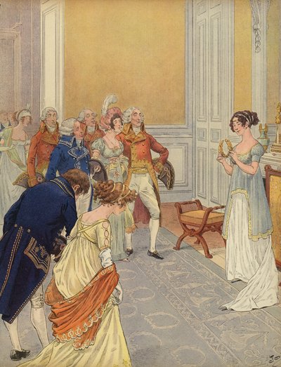 Josephine recebe os hóspedes no Palácio das Tulherias de Jacques Marie Gaston Onfray de Breville (Job)
