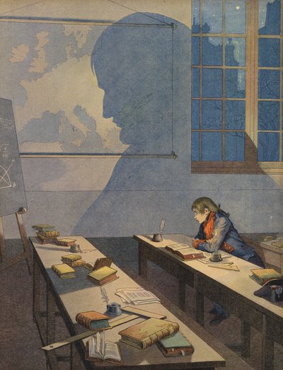 O jovem Napoleão Bonaparte estudando de Jacques Marie Gaston Onfray de Breville (Job)