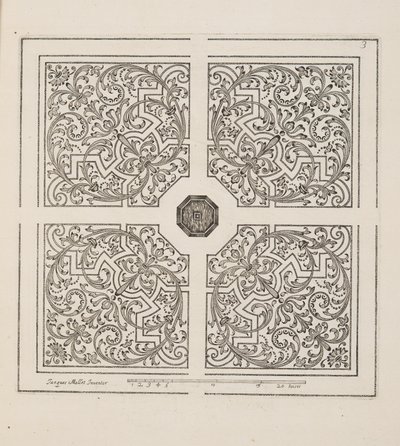 Design para Parterre, do Theatre des Plans et Jardinages, pub.1652 (gravura) de Jacques Mollet