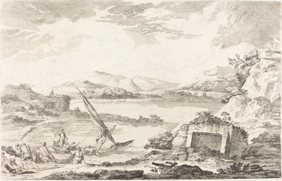 Vista do antigo porto de Phaleron, Atenas de Jacques Philippe LeBas after Julien David Le Roy