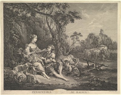 Pensant-ils au Raisin Estão Pensando na Uva, século XVIII. de Jacques Philippe Le Bas