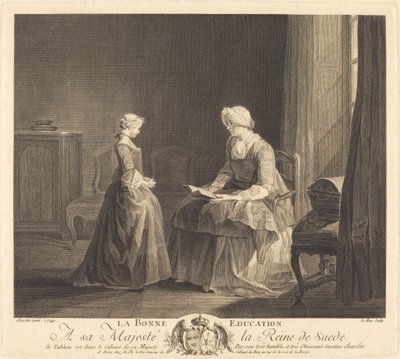 Educação La Bonne (A Boa Educação) de Jacques Philippe Le Bas after Jean Siméon Chardin