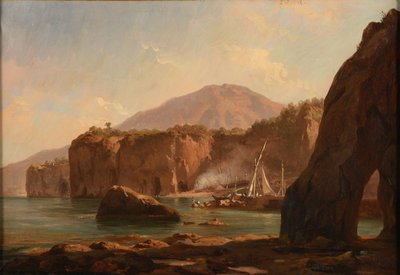 Grutas e falésias junto ao mar de Jacques Raymond Brascassat