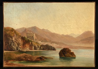 Lago rodeado de rochas de Jacques Raymond Brascassat