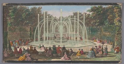 Vista do Bosquet des Trois Fontaines no Jardim de Versalhes Les Trois Fontaines (título no objeto) de Jacques Rigaud (possibly)