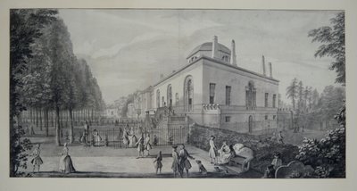 Villa neo-paladiana de Lord Burlington em Chiswick and the Jacobean House (caneta e tinta com lavagem em papel) de Jacques Rigaud