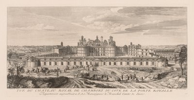 Vista do Castelo Real de Chambord, a costa do Portão Real. de Jacques Rigaud
