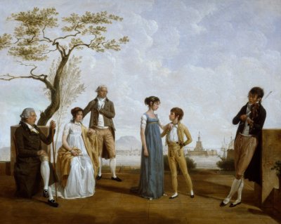 Fotografia de família em frente a um porto de Jacques Sablet