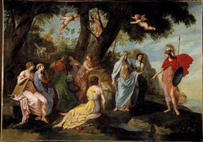 Minerva na Pintura das Musas por Jacques Stella (1596-1657) 1640 Sol. 1,16x1,62 m de Jacques Stella