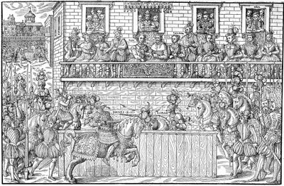 O torneio em que Henri II é mortalmente ferido, 1559 de Jacques Tortorel
