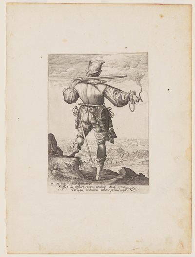 Mosqueteiro de capacete, de Oficiais e soldados da guarda-costas do Imperador Rodolfo II de Jacques de Gheyn II