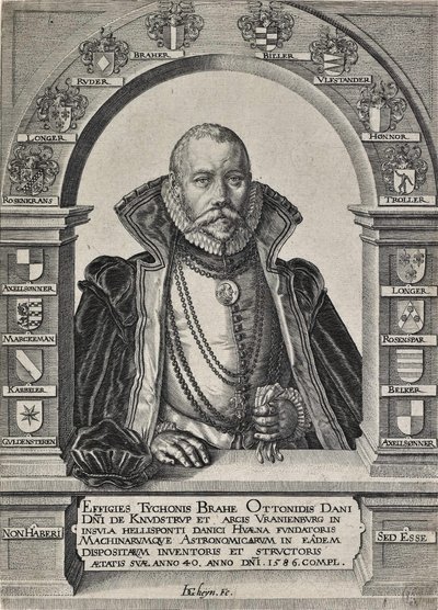 Retrato de Tycho Brahe, astrónomo (sem chapéu) de Jacques de Gheyn II