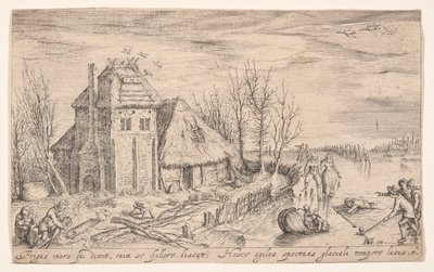 Paisagem de inverno com patinadores de gelo, de Paisagens de Jacques de Gheyn II