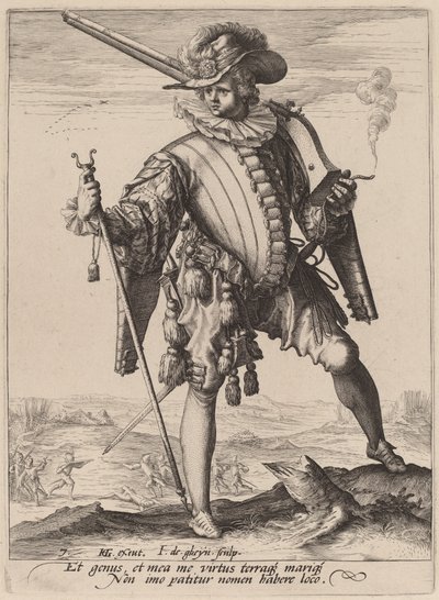 Soldado com Arcabus de Jacques de Gheyn II after Hendrik Goltzius
