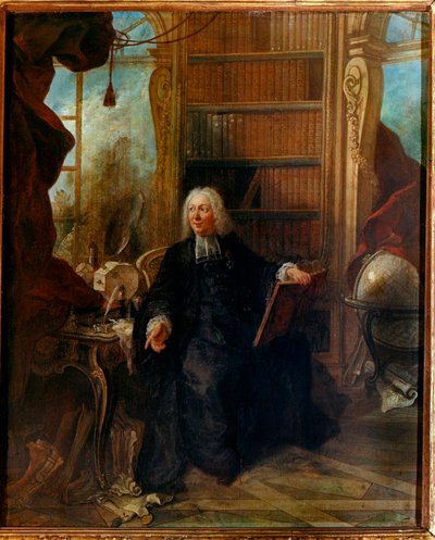 Abade Jean Antoine Nollet, físico francês, no seu gabinete da Muette (pintura) de Jacques de Lajoüe