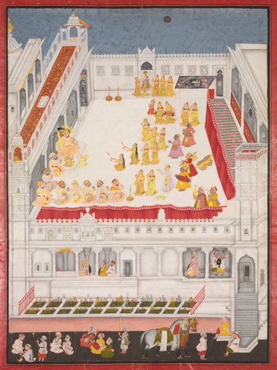 Maharana Jagat Singh Atendendo a Raslila, 1736. de Jai Ram