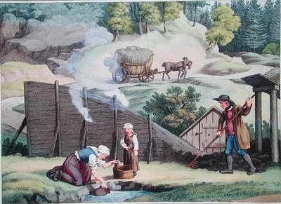 Making charcoal in Austria, ilustração de 