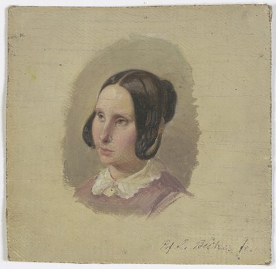Cabeça de menina com penteado ao estilo Biedermeier de Jakob Becker