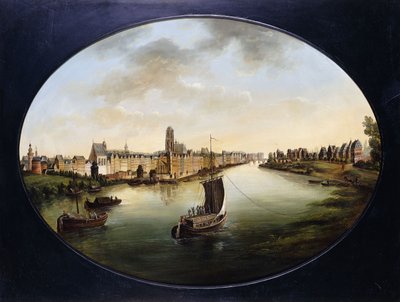 Uma vista de Frankfurt; Vista de Frankfurt, c.1810-18 de Jakob Diezler