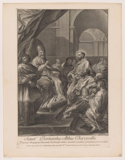 Heilige Bernardus van Clairvaux para a pausa Inocêncio II Sanctus Bernardus Abbot of Clareualis (título no objeto) de Jakob Frey (I)