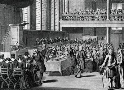 Jantar dos anabaptistas, gravura de Jacobus van der Schley (1715-1779) de Cerimónias Religiosas e Costumes de Todos os Povos do Mundo de Jakob van der Schley