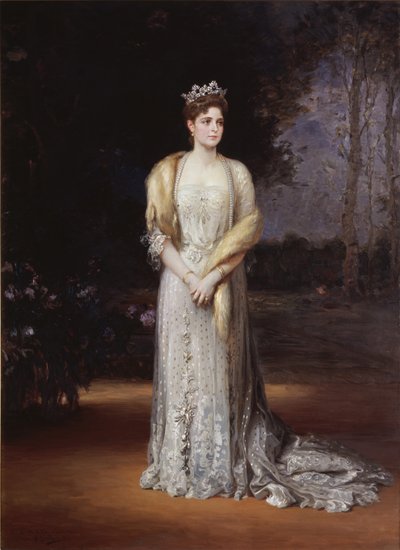 Retrato da imperatriz Alexandra Fyodorovna da Rússia 1872-1918, esposa do czar Nicolau II, 1914 de Jakov Jakovlevich Veber