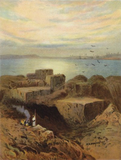 Ruínas da Babilónia e jardins suspensos (cor litho) de James (after) Clark
