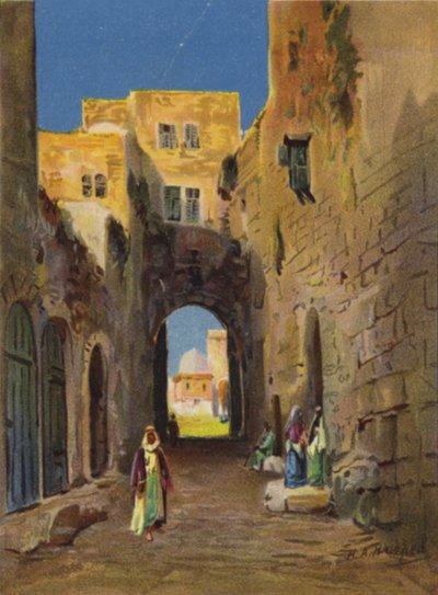 Rua que leva à área do templo (cor litho) de James (after) Clark