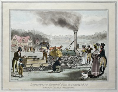 Locomotiva, "The Rocket", construída por George Stephenson de James (after) Naysmith