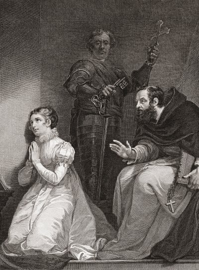 John Feckenham visita Lady Jane Grey na Torre de Londres (gravura) de James (after) Northcote