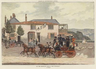 On the Highgate Road - "O Homem da Madeira" (cor litho) de James (after) Pollard