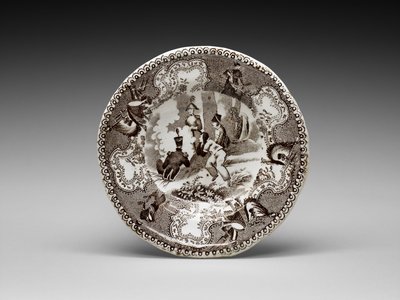 Placa de xícara, c. 1837-1856 (terracota de chumbo com impressão de transferência) de James (attr.to) Beech