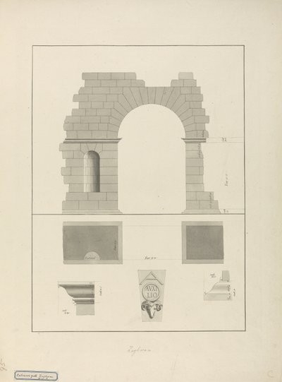 Portão de entrada, Zaghouan (caneta e tinta com lavagem no papel) de James 1730-94 Bruce