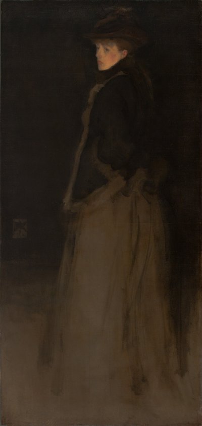 Arranjo em preto e marrom, o casaco de pele de James Abbott McNeill Whistler