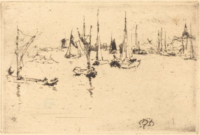 Barcos, Dordrecht, 1884. de James Abbott McNeill Whistler