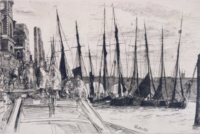 "Boats alongside Billingsgate", Londres, 1859 de James Abbott McNeill Whistler