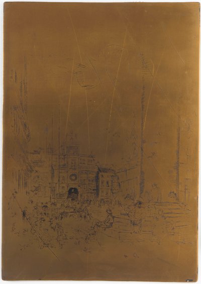 Placa de impressão cancelada para a Piazzetta, 1879-1880. de James Abbott McNeill Whistler