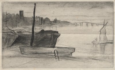 Ponte e Igreja de Chelsea, 1871. de James Abbott McNeill Whistler