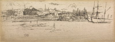 Dry-Dock, Southampton, de um conjunto de doze gravuras intitulado The Naval Review, 1887 de James Abbott McNeill Whistler