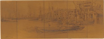 Placa de gravura: Armazéns do Tamisa, 1859. de James Abbott McNeill Whistler
