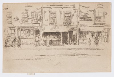 Loja de peixe, Chelsea, c.1884-86 (gravura; tinta sobre papel) de James Abbott McNeill Whistler