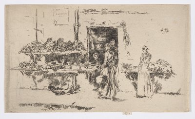 Loja de verduras, Paris, c.1892-93 (gravura; tinta sobre papel) de James Abbott McNeill Whistler