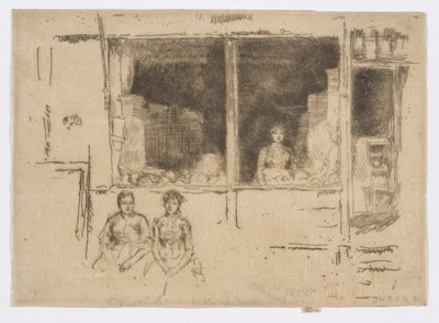 Loja de melões, Hounsditch, c.1886-88 (gravura; tinta sobre papel) de James Abbott McNeill Whistler