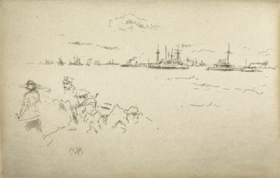 Monitores, de um conjunto de doze gravuras intitulado The Naval Review, 1887 de James Abbott McNeill Whistler