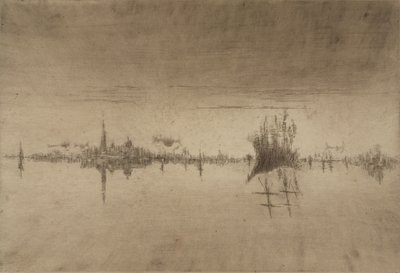 Noturno, 1879-80 (gravura e ponto de secagem) de James Abbott McNeill Whistler