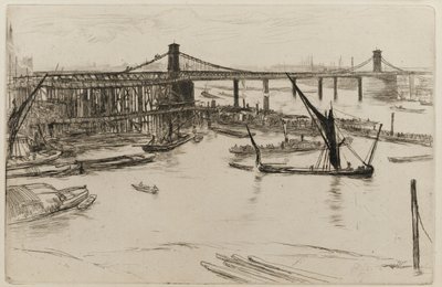 Old Hungerford Bridge, 1861. de James Abbott McNeill Whistler