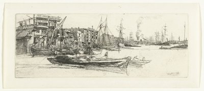 Pakhuizen aan de Theems Armazéns do Tâmisa Dezesseis gravuras de cenas no Tamisa e outros assuntos (título da série) de James Abbott McNeill Whistler